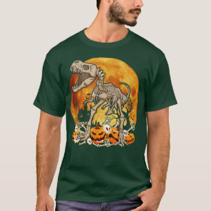 Dinosaur Skeleton Pumpkin mit MondHalloween-Kosten T-Shirt
