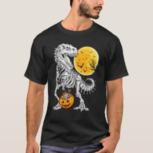 Dinosaur Skeleton T Rex Beängstigend Pumpkins Hall T-Shirt