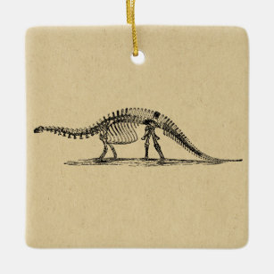 Dinosaur Skeleton Vintag Art Keramikornament