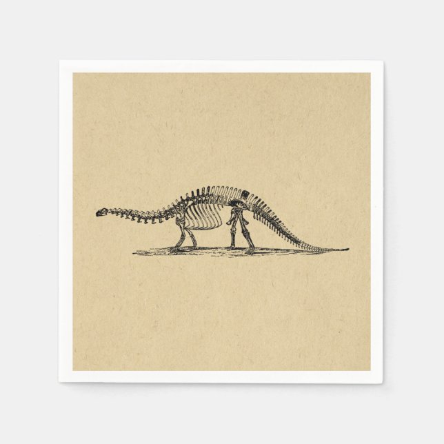 Dinosaur Skeleton Vintag Art Serviette (Vorderseite)