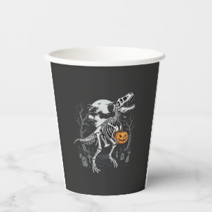 Dinosaur-Skelett-Halloween-Kürbis-Friedhof-Desi Pappbecher