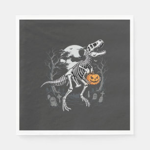 Dinosaur-Skelett Halloween-Kürbis-Friedhof-Desi Serviette