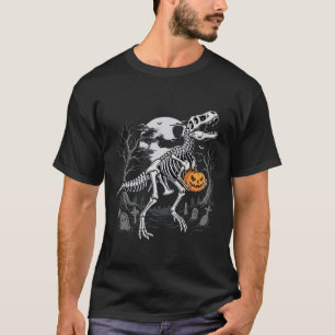 Dinosaur-Skelett-Halloween-Kürbis-Friedhof-Desi T-Shirt