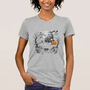 Dinosaur-Skelett Halloween-Kürbis-Friedhof-Desi T-Shirt