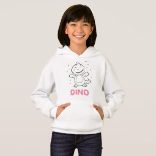 Dinosaur - Skizziertes Tier - Schwarz, Weiß & Rosa Hoodie