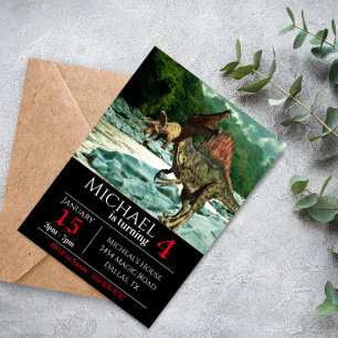 Dinosaur Spinosaurus Landscape Geburtstagsfeier Einladung