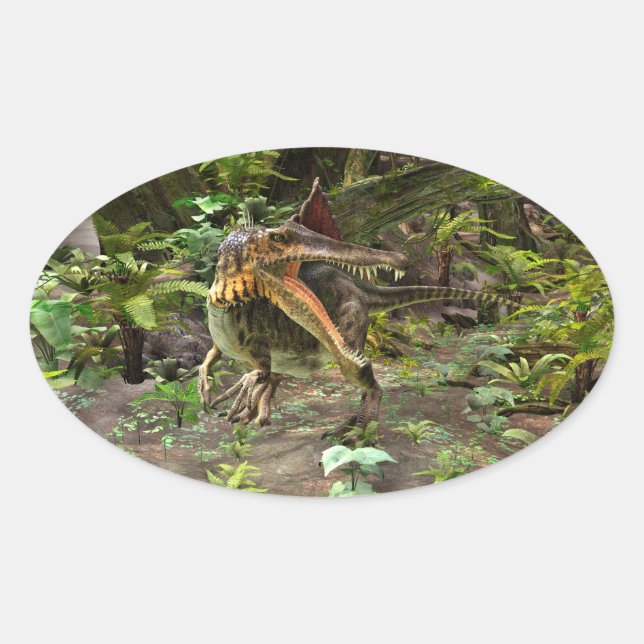 Dinosaur Spinosaurus Ovaler Aufkleber (Vorderseite)