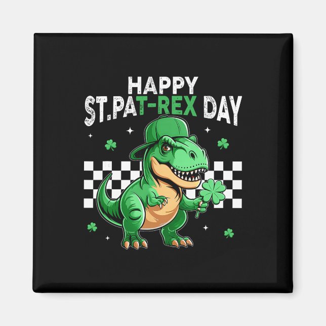 Dinosaur St. Patrick's Day Frohen St. Pat T-Rex-Ta Magnet (Vorne)