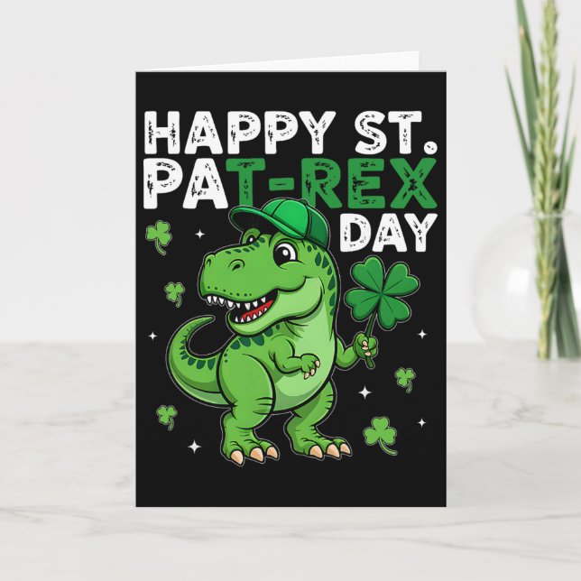 Dinosaur St. Patrick's Day Glücksklee Irischer Jun Karte (Vorderseite)