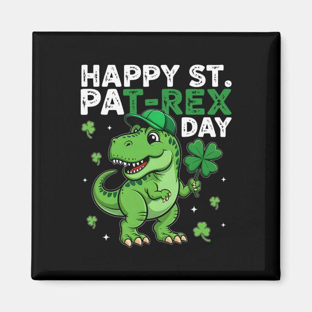 Dinosaur St. Patrick's Day Glücksklee Irischer Jun Magnet (Vorne)