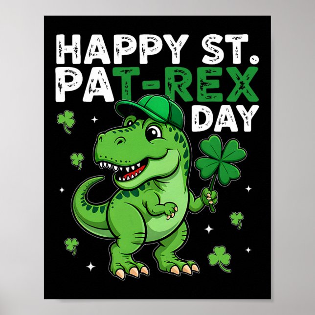 Dinosaur St. Patrick's Day Glücksklee Irischer Jun Poster (Vorne)