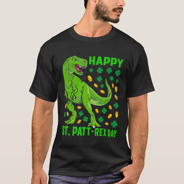 Dinosaur St Patricks Day Happy St Pat Trex rex Boy T-Shirt (Vorderseite)