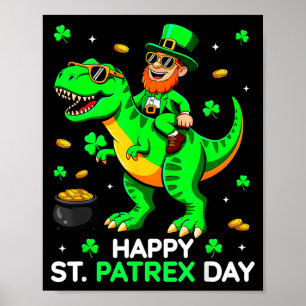 Dinosaur St. Patricks Day Kobold Saint Patty Poster