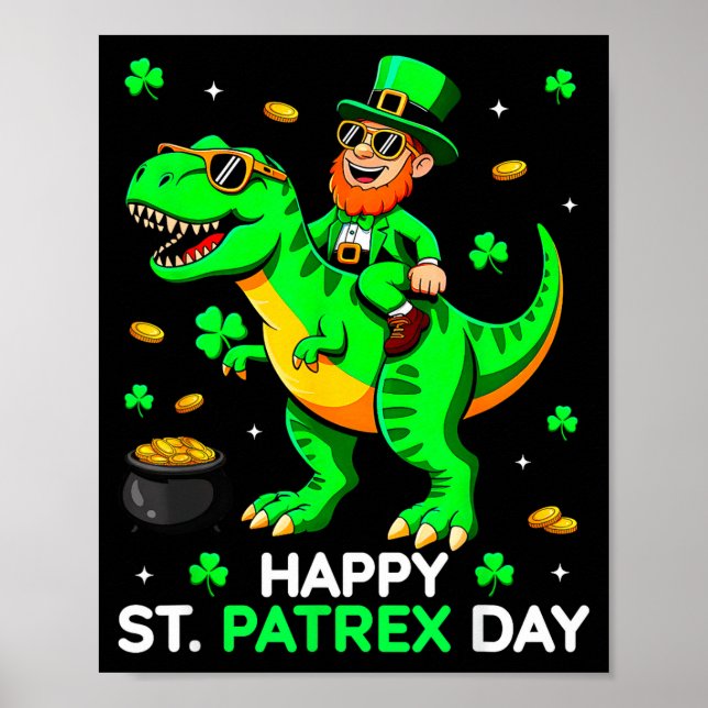 Dinosaur St. Patricks Day Kobold Saint Patty Poster (Vorne)