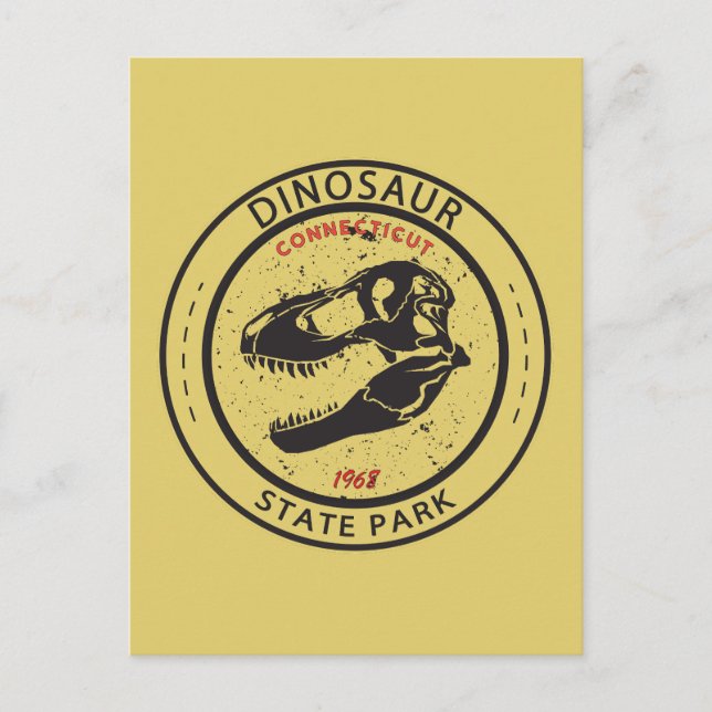 Dinosaur Staat Park Connecticut Abzeichen Postkarte (Vorderseite)