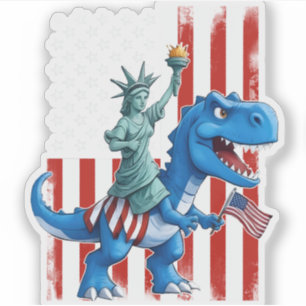 Dinosaur Statue Liberty 4. Juli Amerikanische Flag Aufkleber