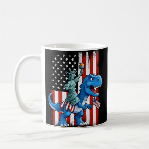 Dinosaur Statue Liberty 4. Juli Amerikanische Flag Kaffeetasse