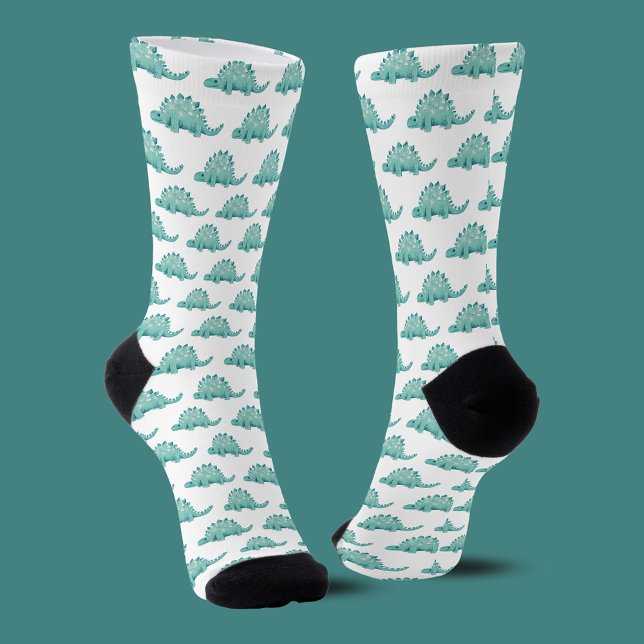 Dinosaur Stegosaurus Pattern Socken (Cute and fun, dinosaur stegosaurus illustrated patterned socks.)