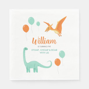 Dinosaur Stomp Chomp Rawr Birthday Party Boy Serviette