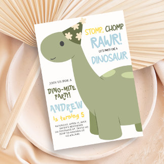 Dinosaur Stomp Chomp Rawr Geburtstagsfeier Einladung