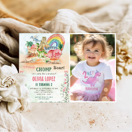 Dinosaur Stomp Chomp Roar 2. Geburtstags Party Fot Einladung