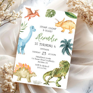 Dinosaur Stomp Chomp Roar Geburtstagsfeier Einladung