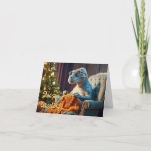 Dinosaur strickt Frohe Weihnachten Karte