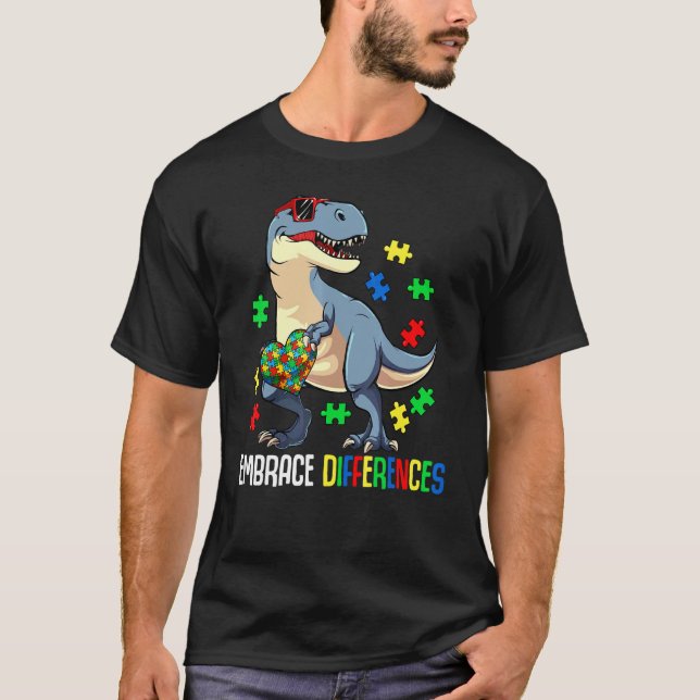 Dinosaur-Stück Autismus-Bewusstsein Umarme Kinder  T-Shirt (Vorderseite)