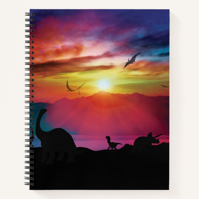Dinosaur Sunset Notizbuch (Vorderseite)