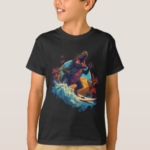 Dinosaur Surfbrett Strand Surfen Surfer Dinosaur T T-Shirt