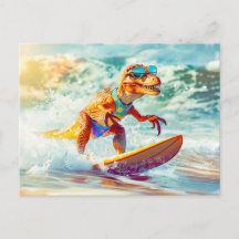 Dinosaur surfing Big Wave
