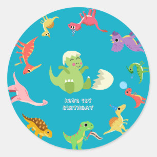 Dinosaur / Süßer Dino-Junge Geburtstag Runder Aufkleber