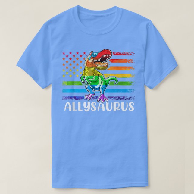 Dinosaur T Re Lgbt Gay Pride Flag Allysaurus Ally T-Shirt (Design vorne)