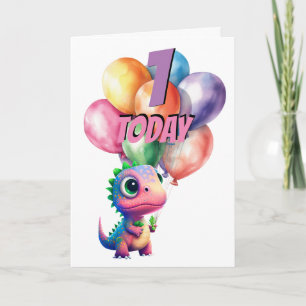 Dinosaur t Rex 1 HEUTIGE PINK Geburtstagskarte Karte