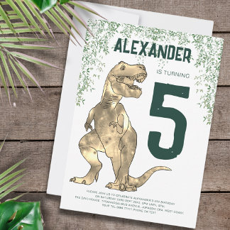 Dinosaur T-Rex 5. Geburtstagsparty Einladung