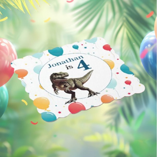 Dinosaur T Rex Birthday Blue Untersetzer ( cool T-Rex birthday blue paper coasters to add some fun to the party. )