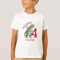 Dinosaur T Rex Boys 4. Geburtstags-T - Shirt