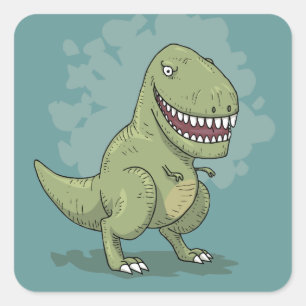 Dinosaur T Rex Cartoon Quadratischer Aufkleber