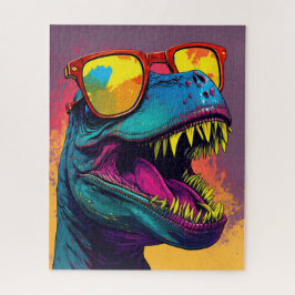 Dinosaur T Rex Cool Orange Blue Puzzle