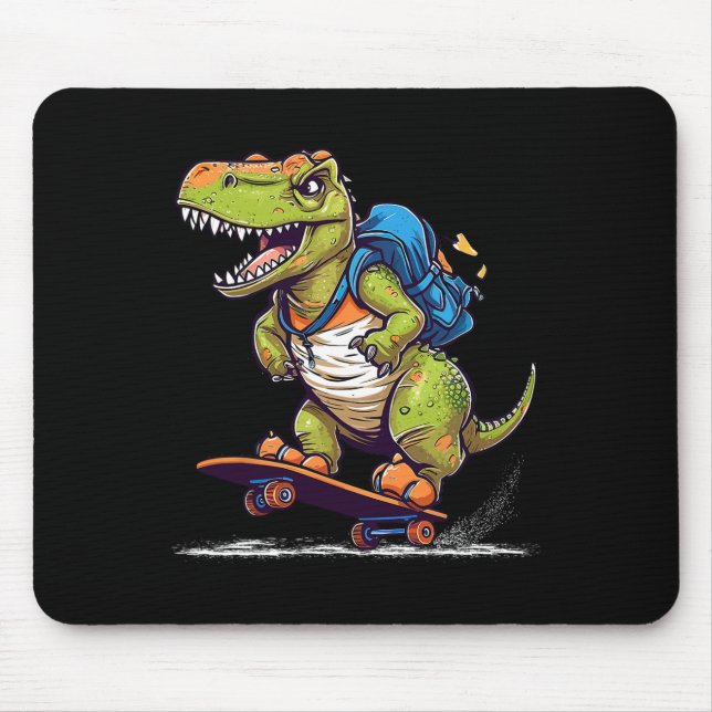 Dinosaur T Rex Cool Skateboard fahrender Dinosaur  Mousepad (Vorne)