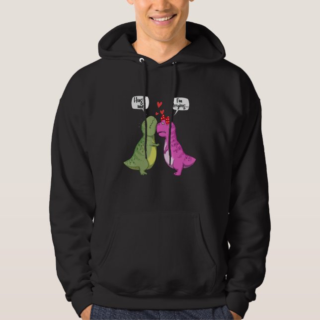 Dinosaur T Rex Couple Hug Me Funny Valentines Day  Hoodie (Vorderseite)