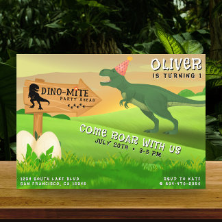 Dinosaur T-Rex Dino-Mite Geburtstagsparty Einladung