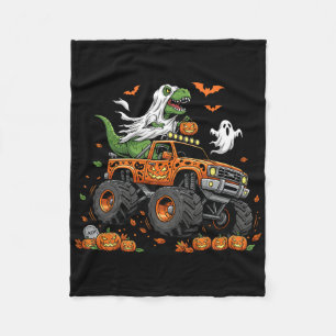 Dinosaur T-Rex fährt auf Monstertruck Halloween Mä Fleecedecke