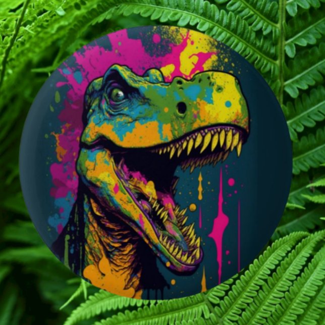 Dinosaur T Rex farbenfroh Button (Bring your dream party to life with our selection of quality Dinosaur themed party supplies )