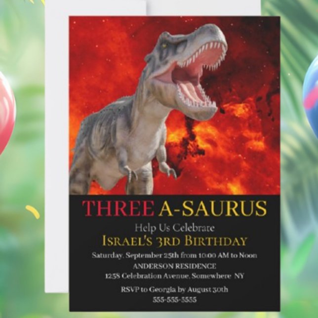 Dinosaur T Rex Fire Jurassic World Einladung (Roar into Fun: T-Rex Fire Jurassic World Invitation!)