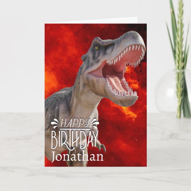 Dinosaur T Rex fire Jurassic World Karte (Vorderseite)