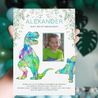 Dinosaur T Rex Foto Geburtstagsparty Einladung