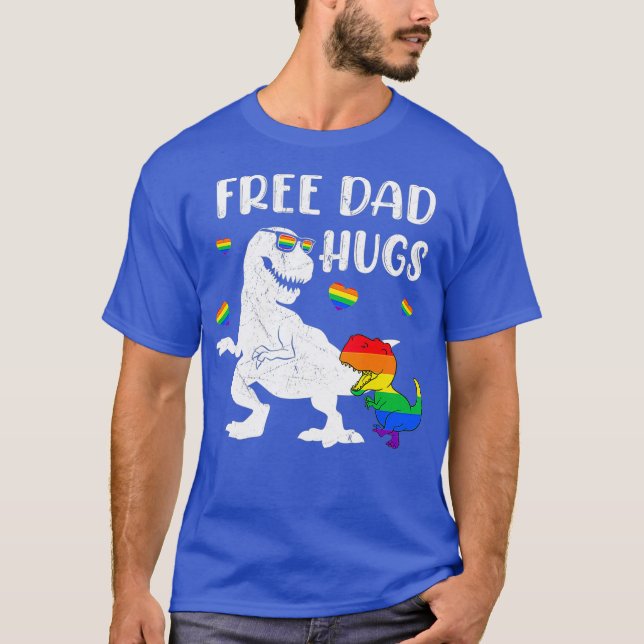 Dinosaur T-rex Freie Vater Hugs Tragen Glass Day T-Shirt (Vorderseite)