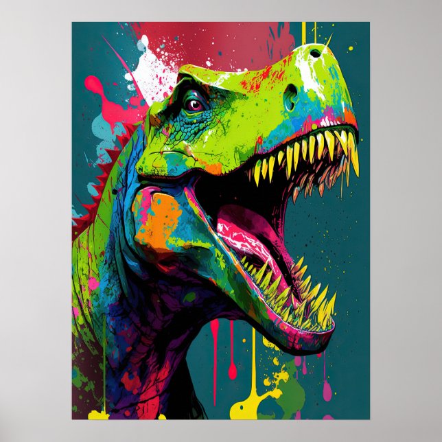 Dinosaur T Rex Green Jurassic Poster (Vorne)