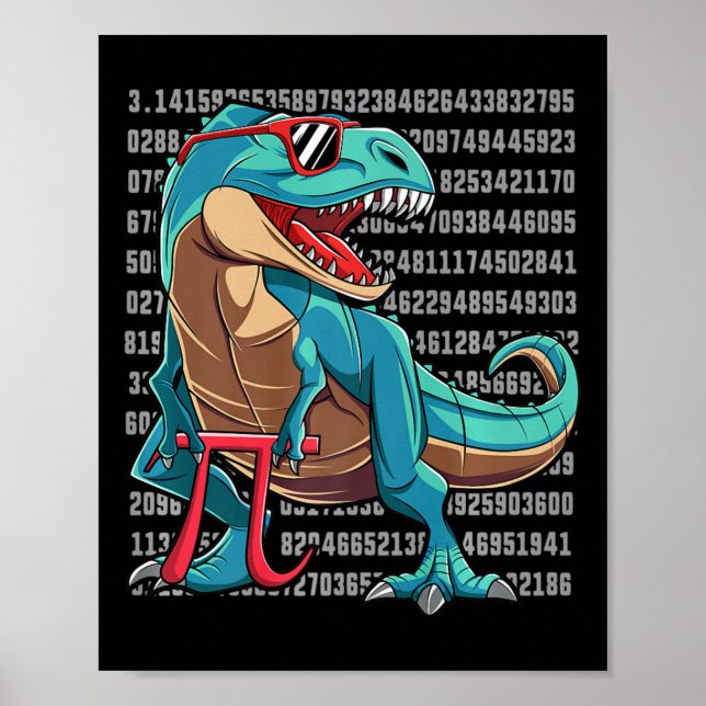Dinosaur T Rex Happy Pi Day Funny Mah Nerd Geschen Poster (Vorne)
